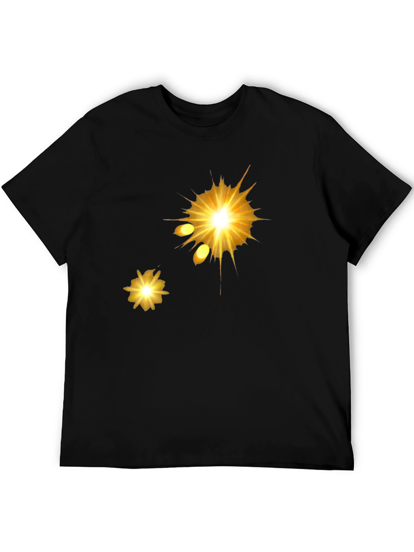 Mens Black Graphic Tee - Golden Explosion Design