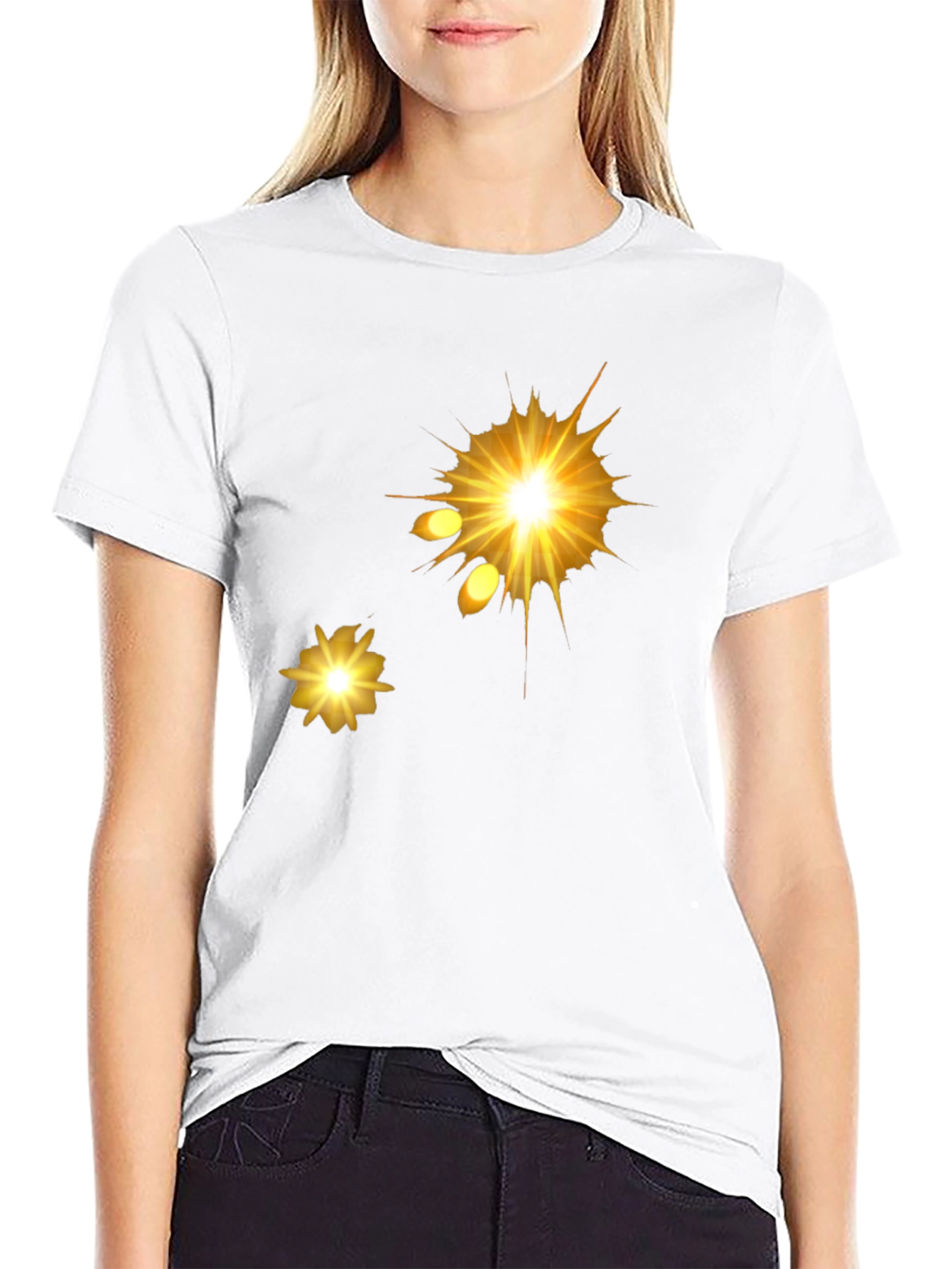 Mens Black Graphic Tee - Golden Explosion Design