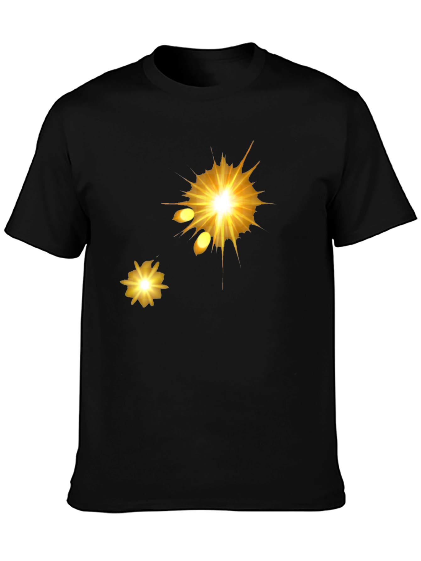 Mens Black Graphic Tee - Golden Explosion Design