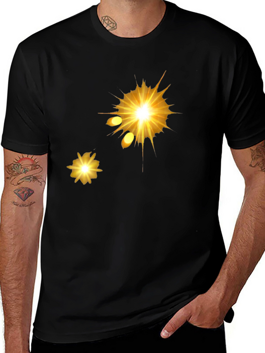 Mens Black Graphic Tee - Golden Explosion Design