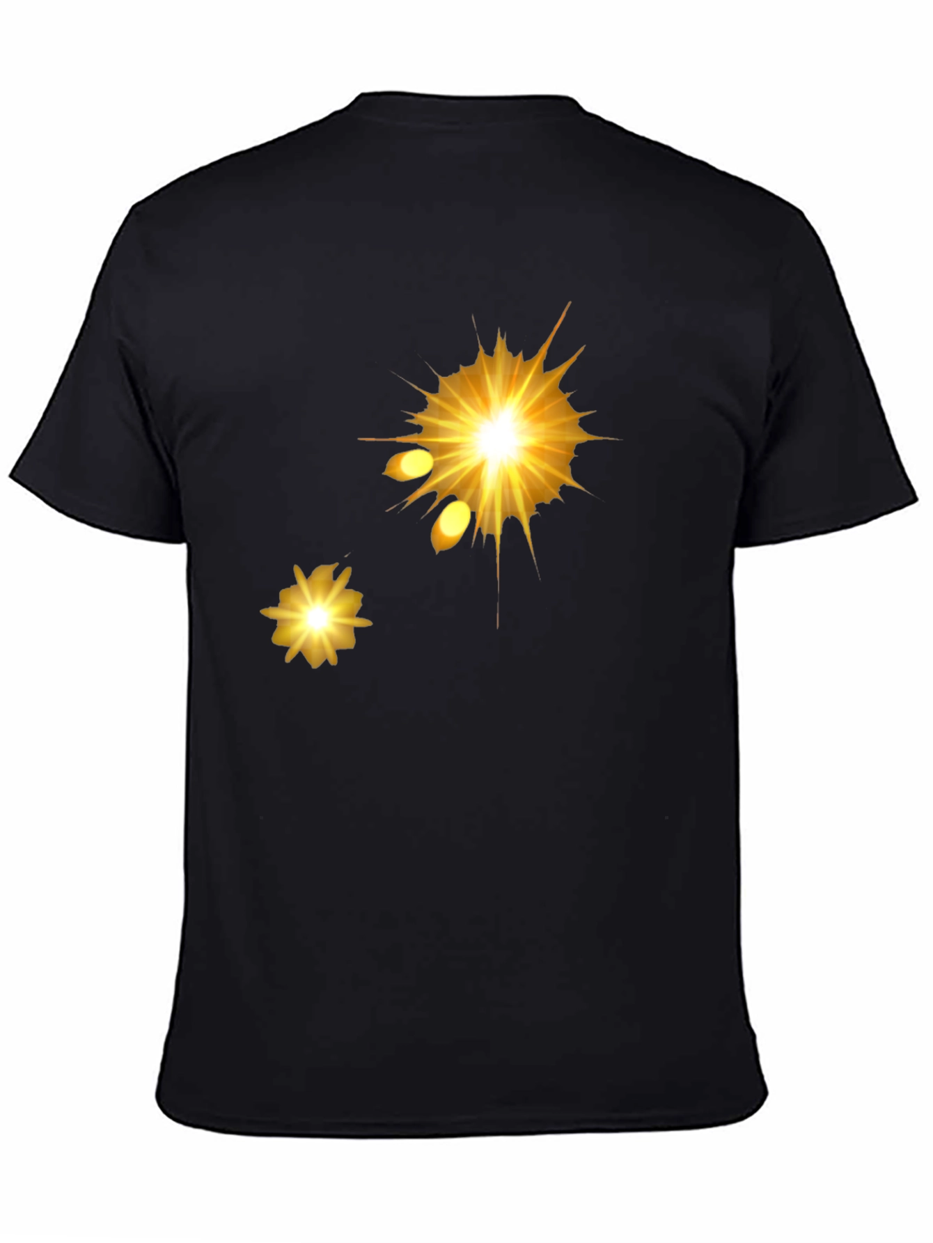 Mens Black Graphic Tee - Golden Explosion Design