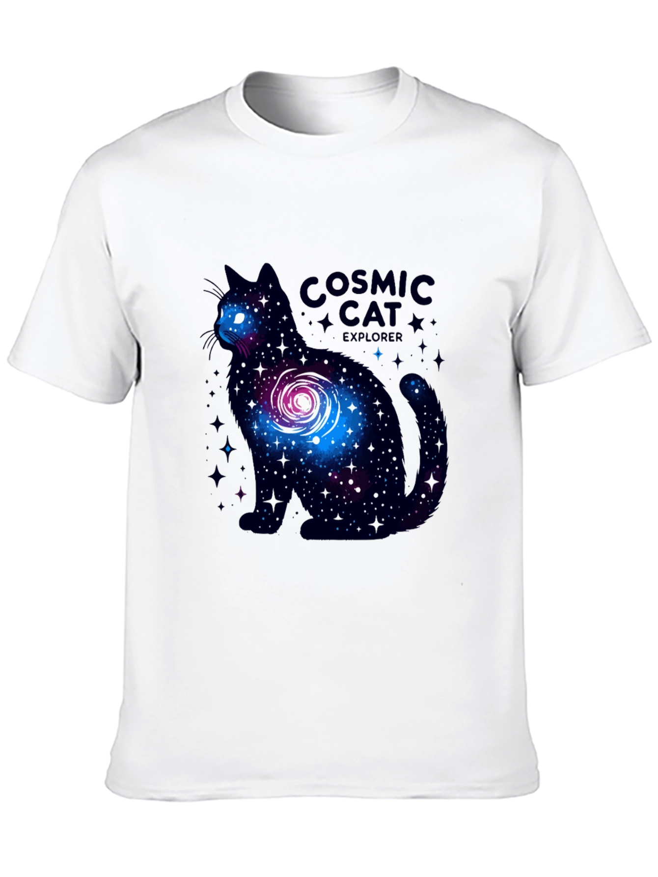 Cosmic Cat Explorer Black T-Shirt