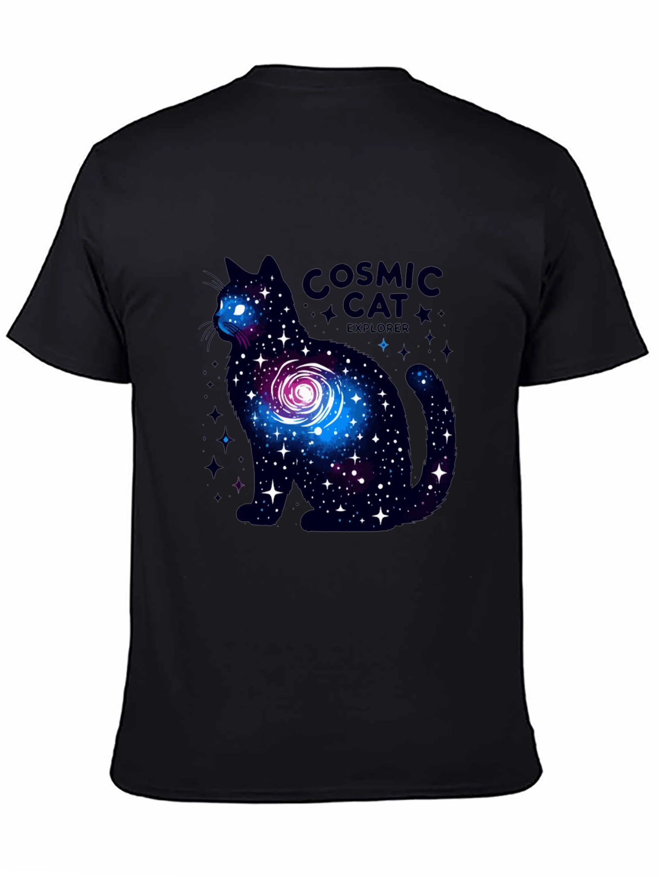 Cosmic Cat Explorer Black T-Shirt
