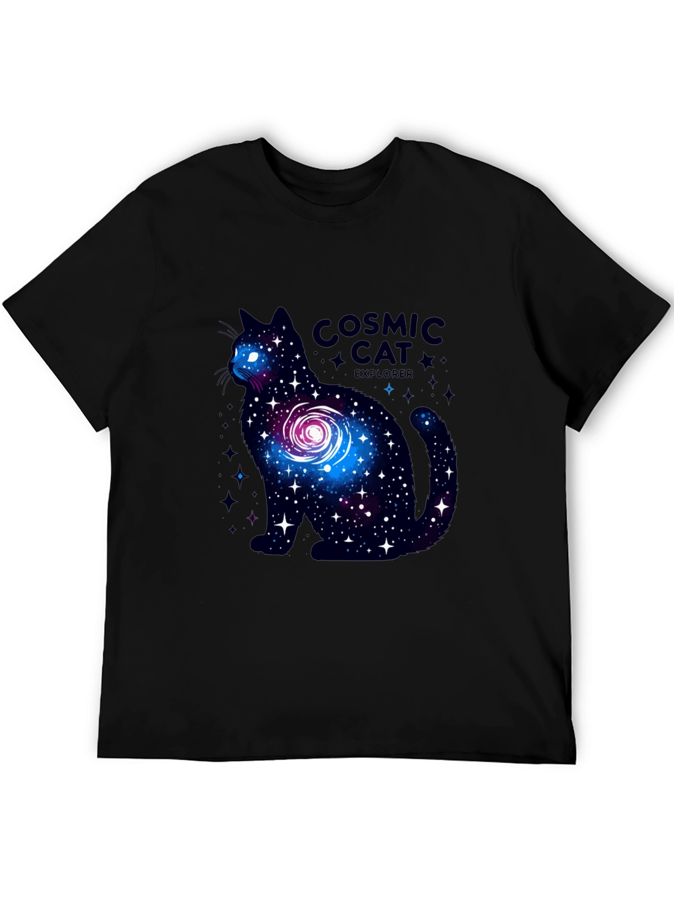 Cosmic Cat Explorer Black T-Shirt