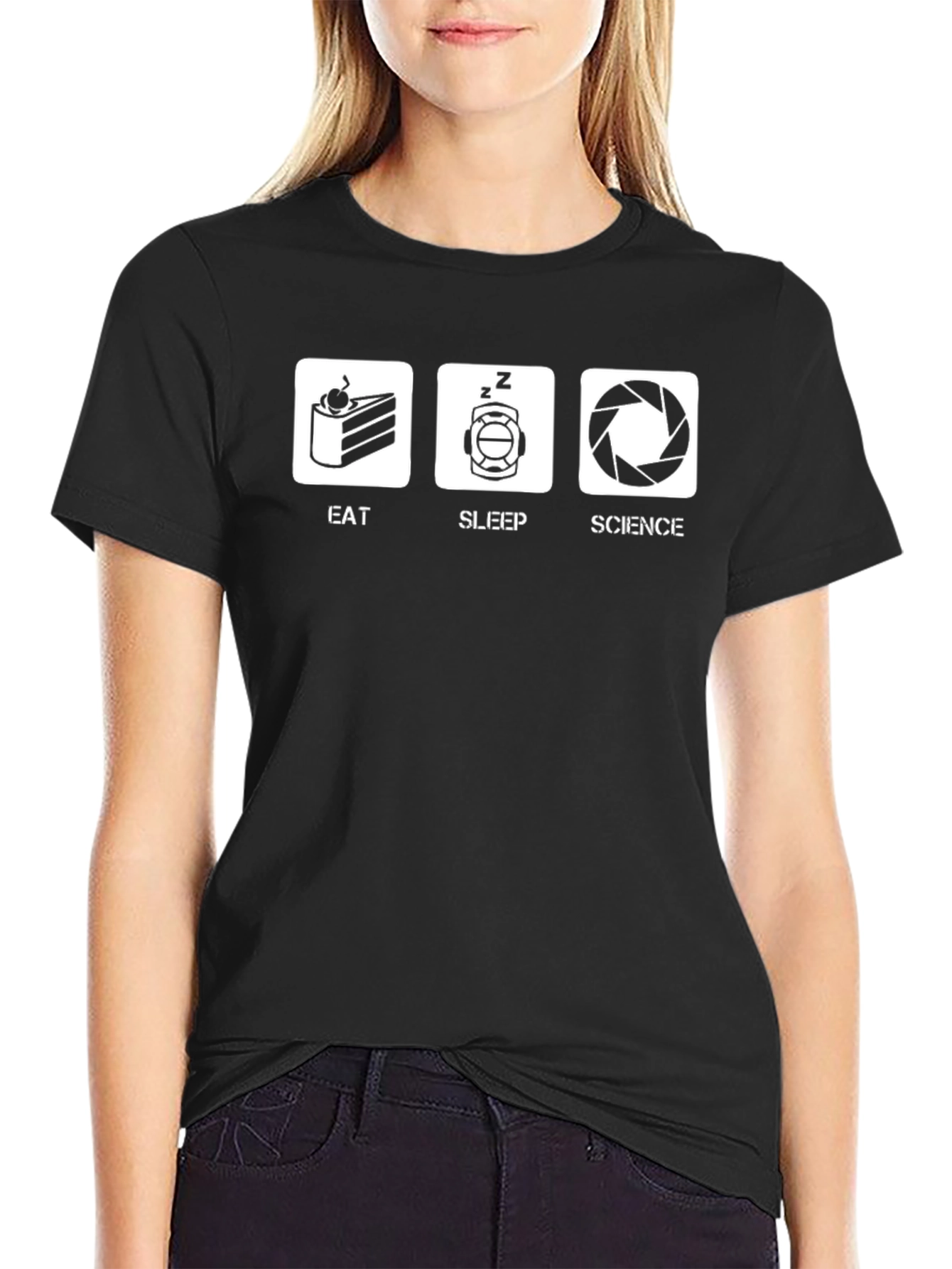 Eat Sleep Science T-Shirt Portal Aperture Funny Tee
