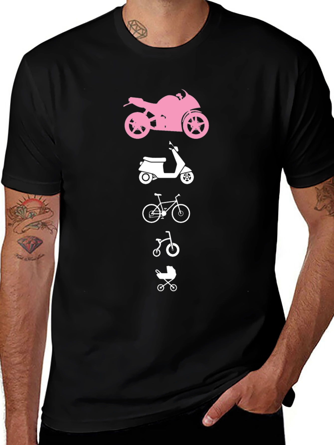 Evolution T-Shirt: Motorcycle Scooter Bike Stroller