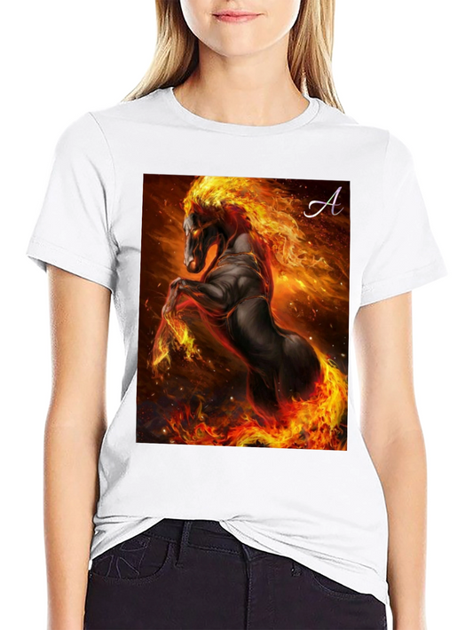 Fiery Horse Graphic T-Shirt - Black