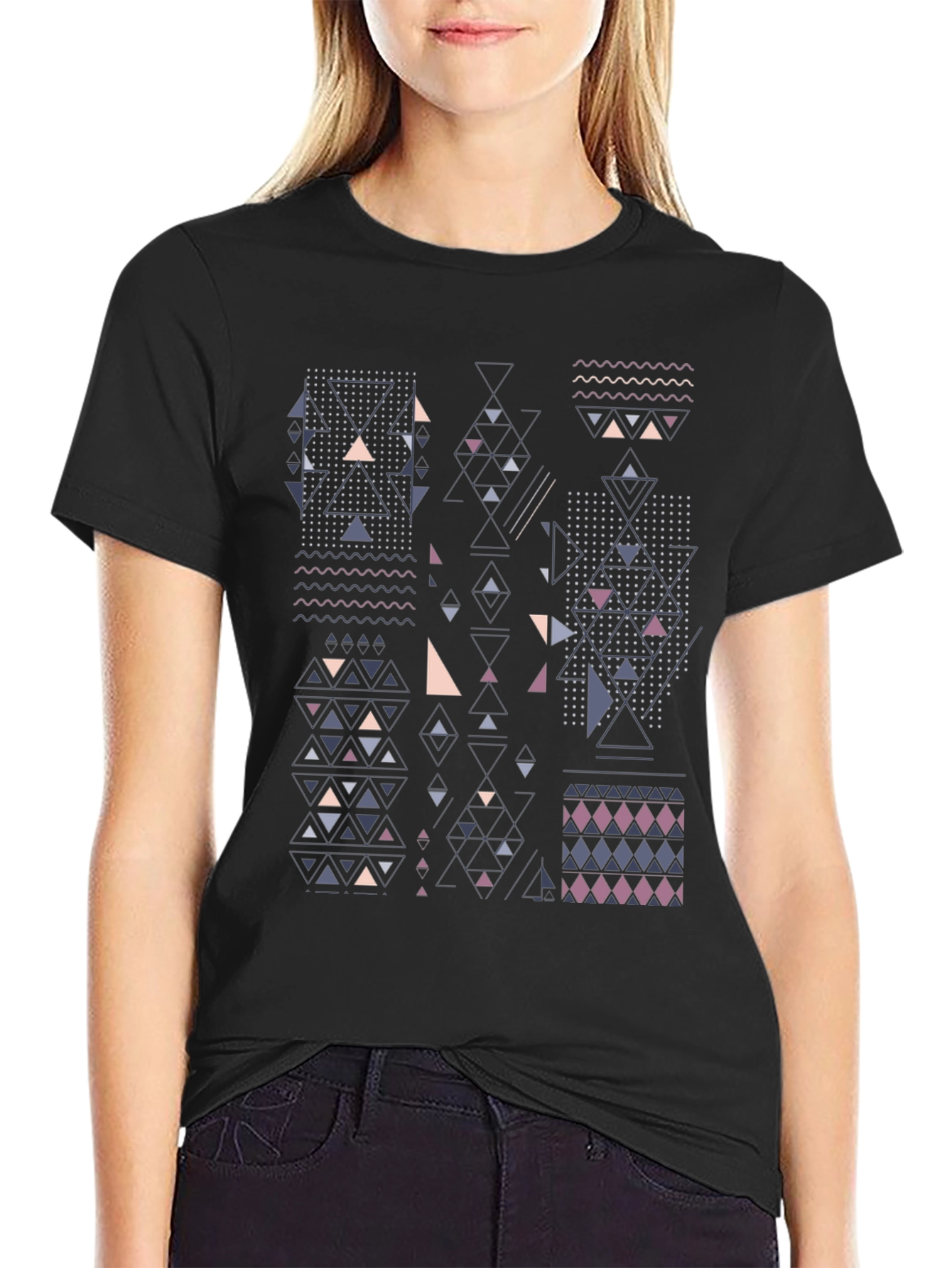 Geometric Graphic Print Tee - Modern Style