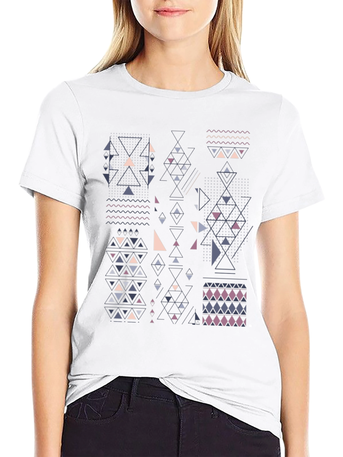 Geometric Graphic Print Tee - Modern Style
