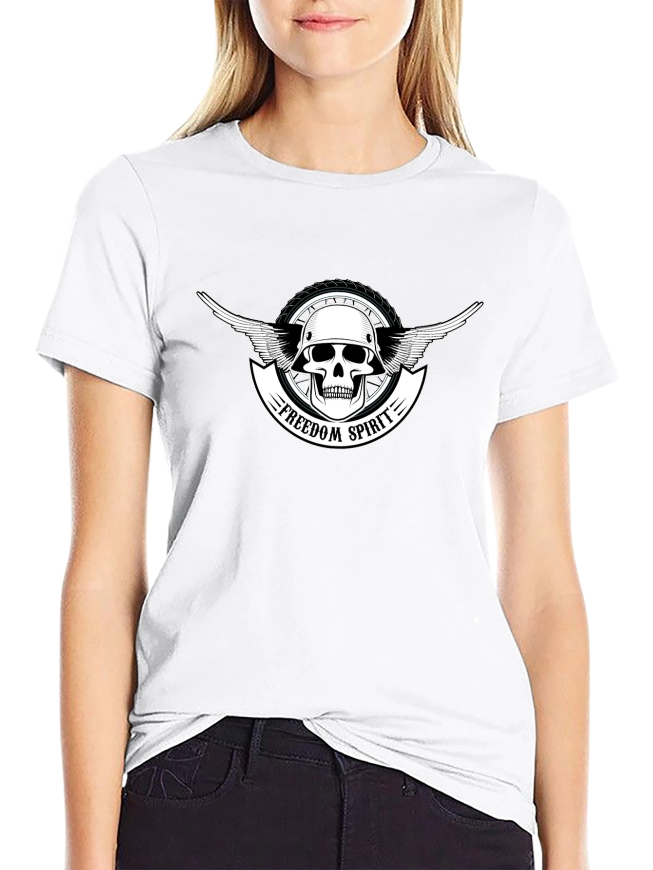 Freedom Spirit Skull Graphic T-Shirt