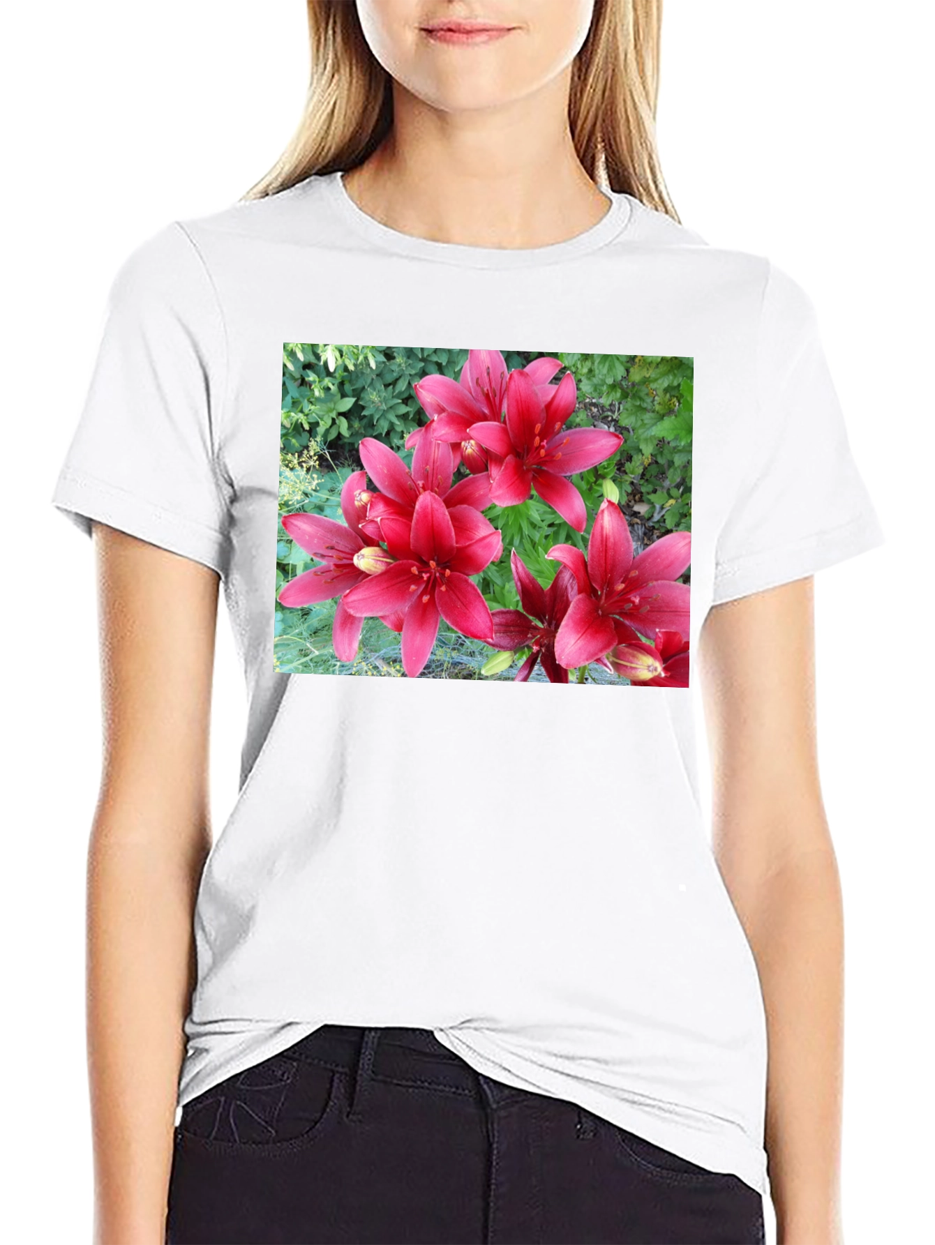 Red Lily Flower Graphic T-Shirt