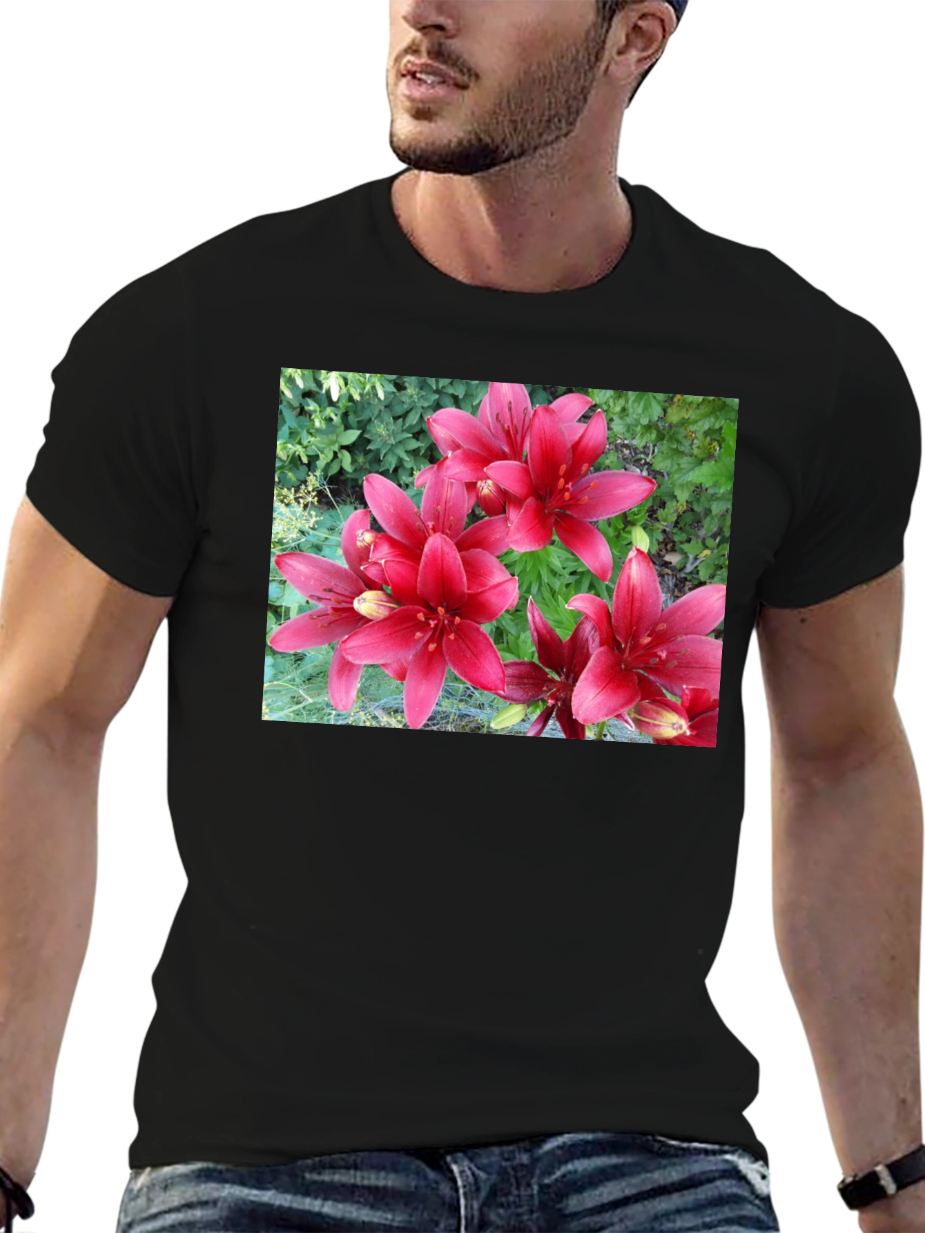 Red Lily Flower Graphic T-Shirt