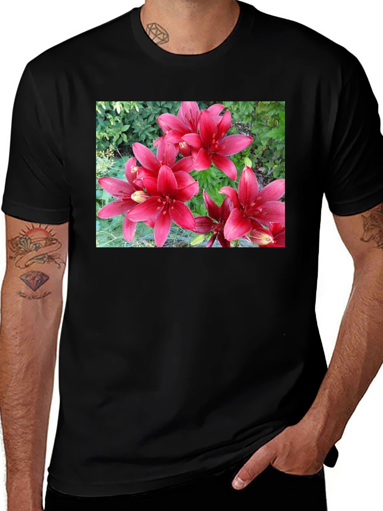 Red Lily Flower Graphic T-Shirt