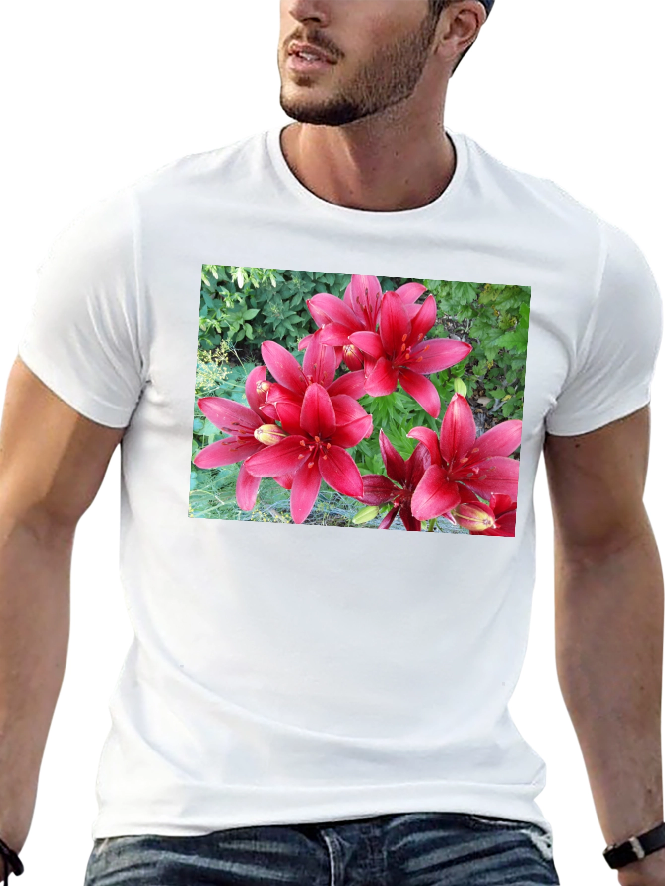 Red Lily Flower Graphic T-Shirt