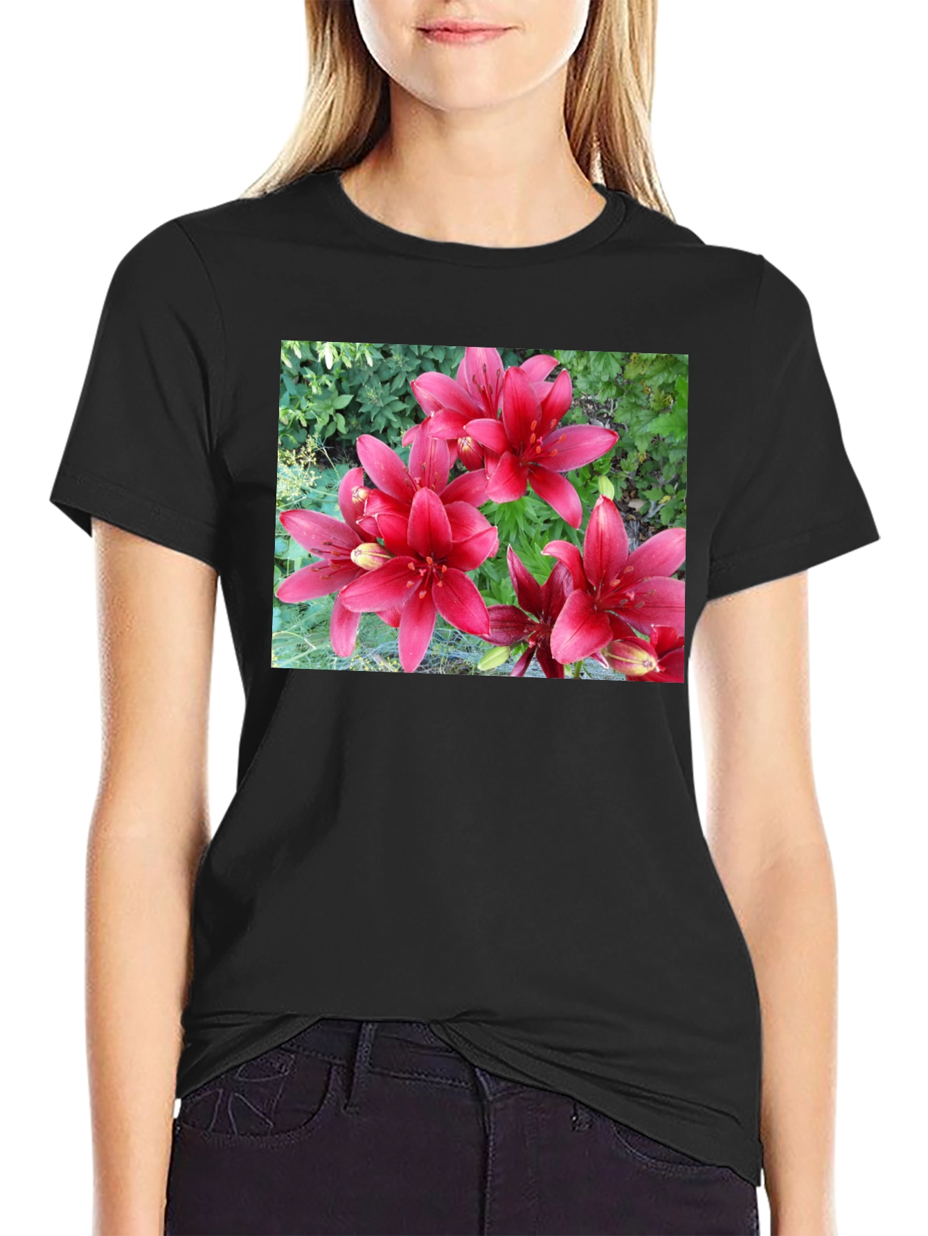 Red Lily Flower Graphic T-Shirt