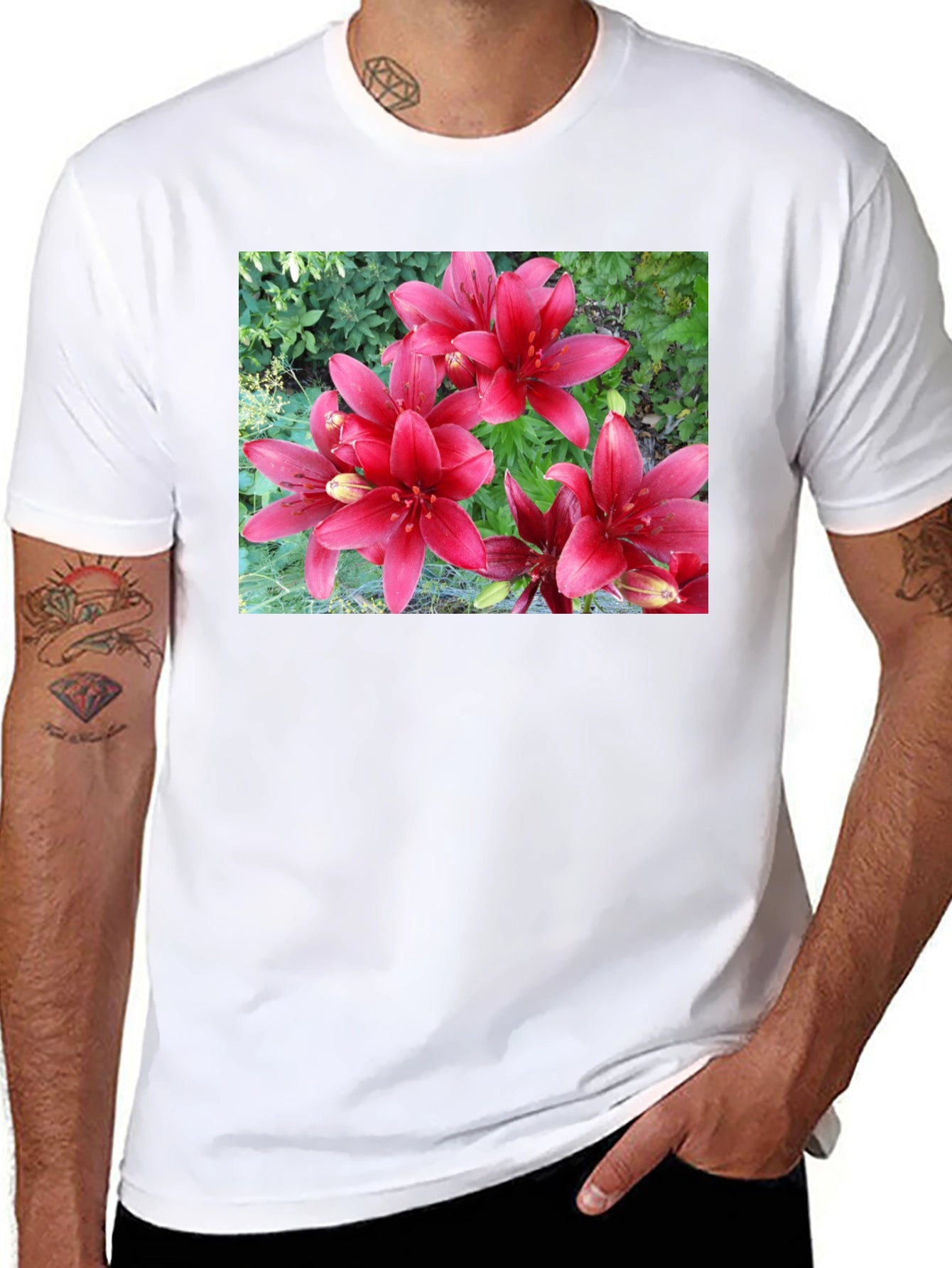 Red Lily Flower Graphic T-Shirt