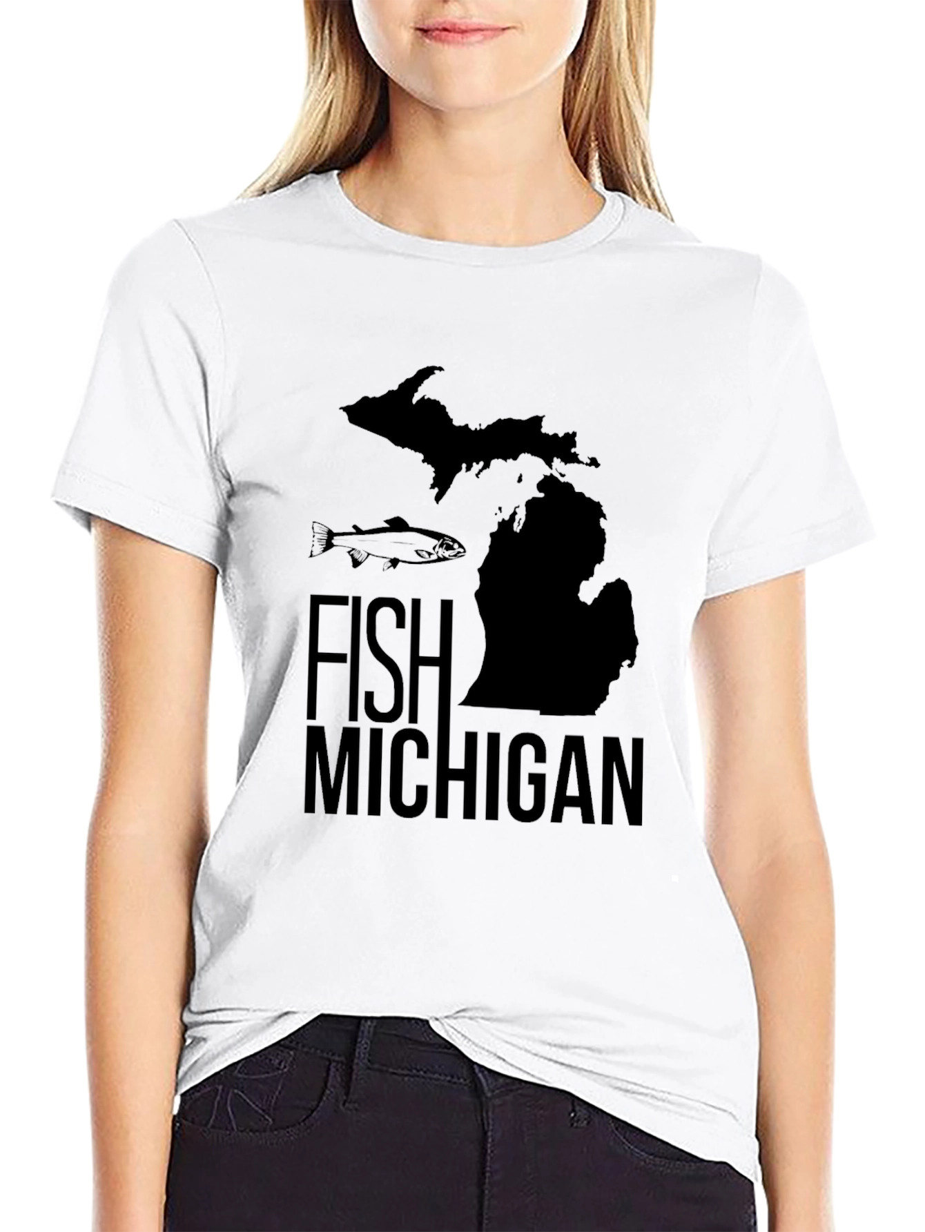 Fish Michigan Graphic Tee - Black Cotton T-Shirt