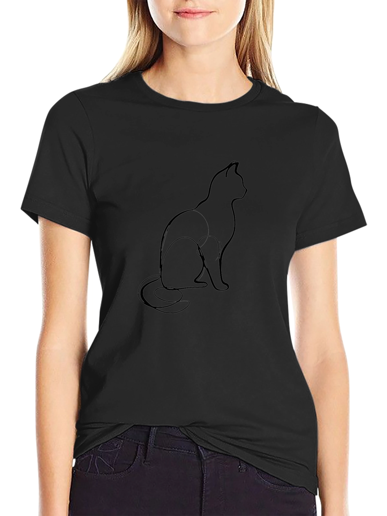Minimalist Cat Graphic T-Shirt - Unisex