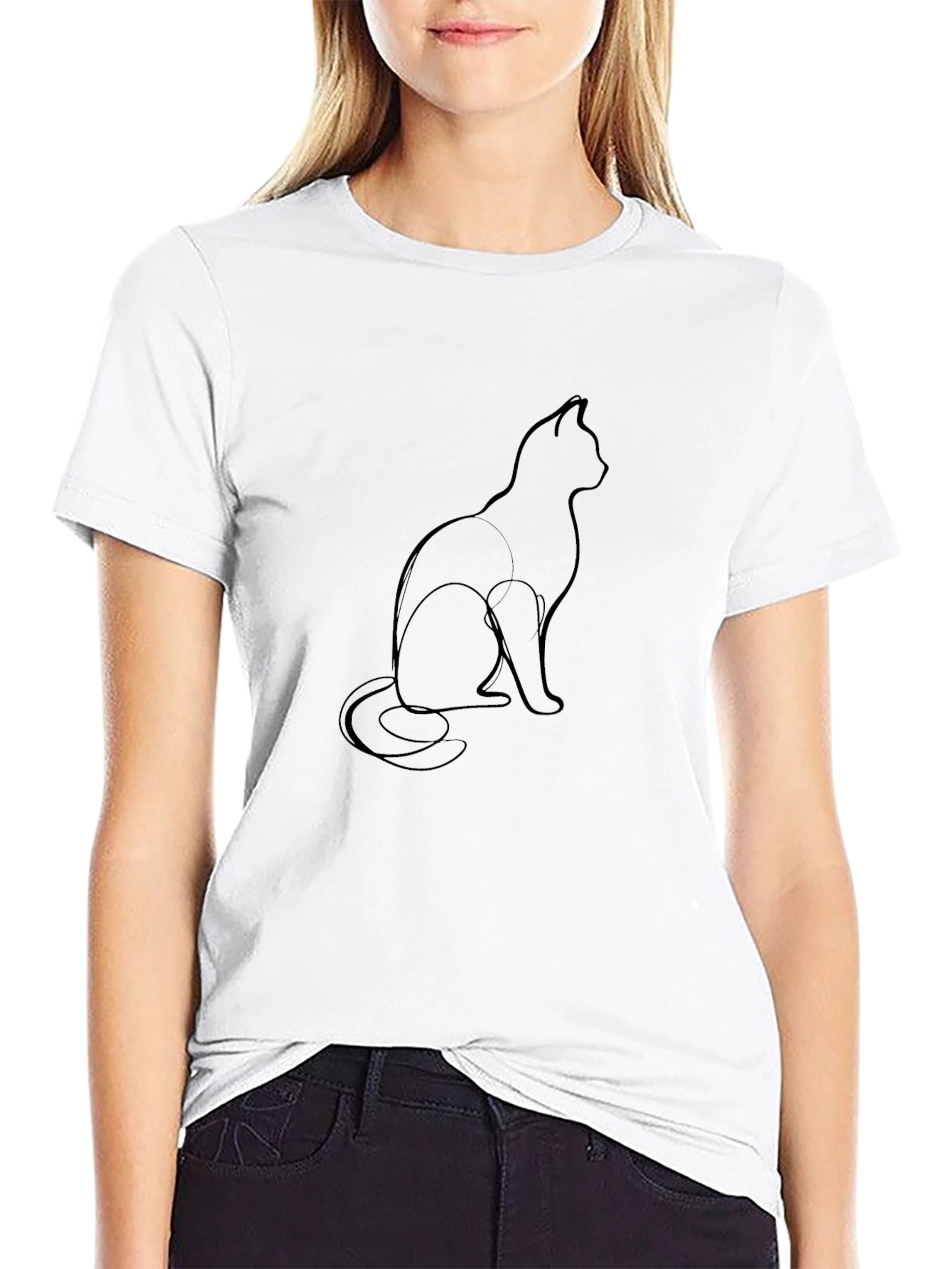 Minimalist Cat Graphic T-Shirt - Unisex