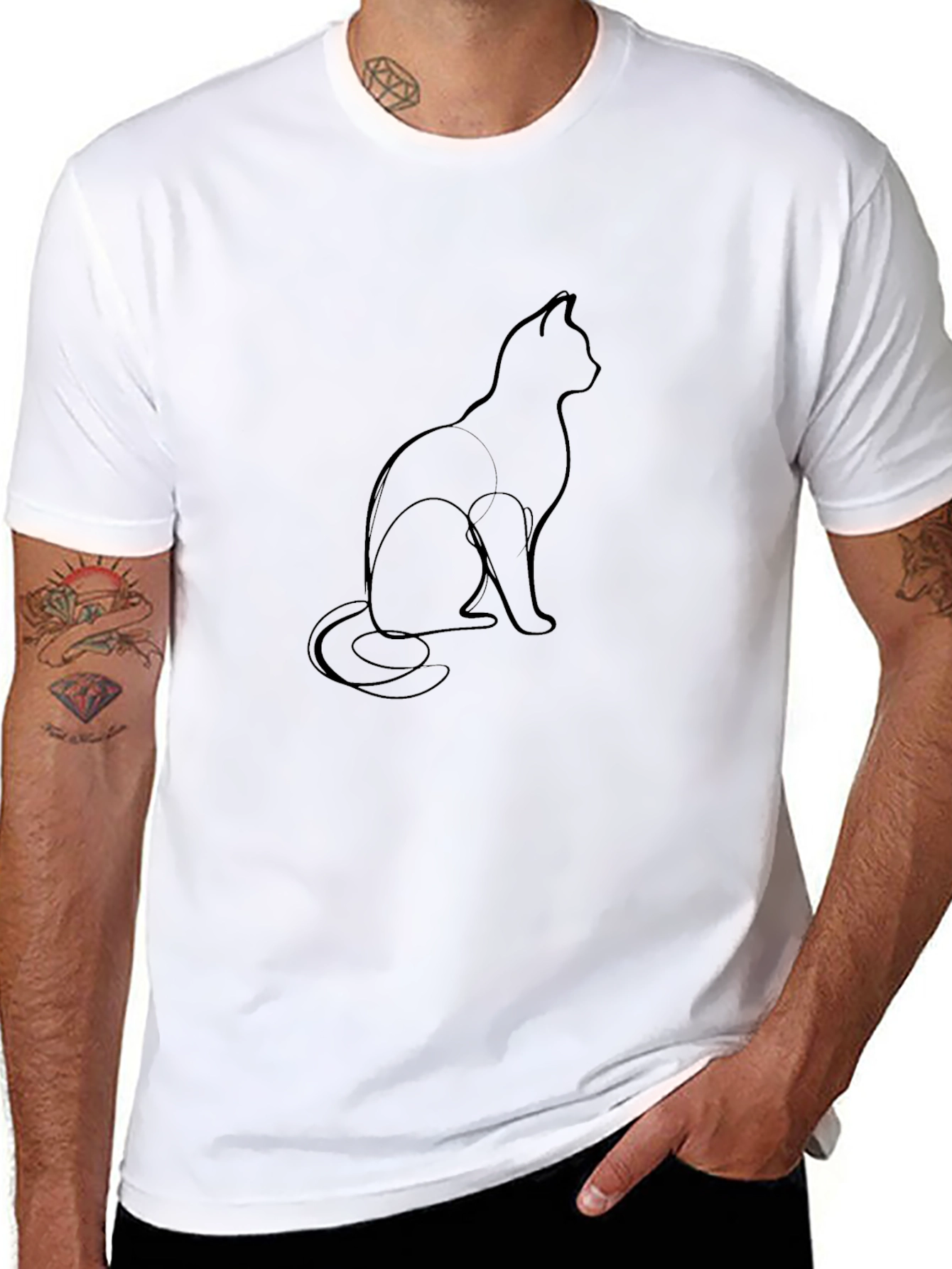 Minimalist Cat Graphic T-Shirt - Unisex