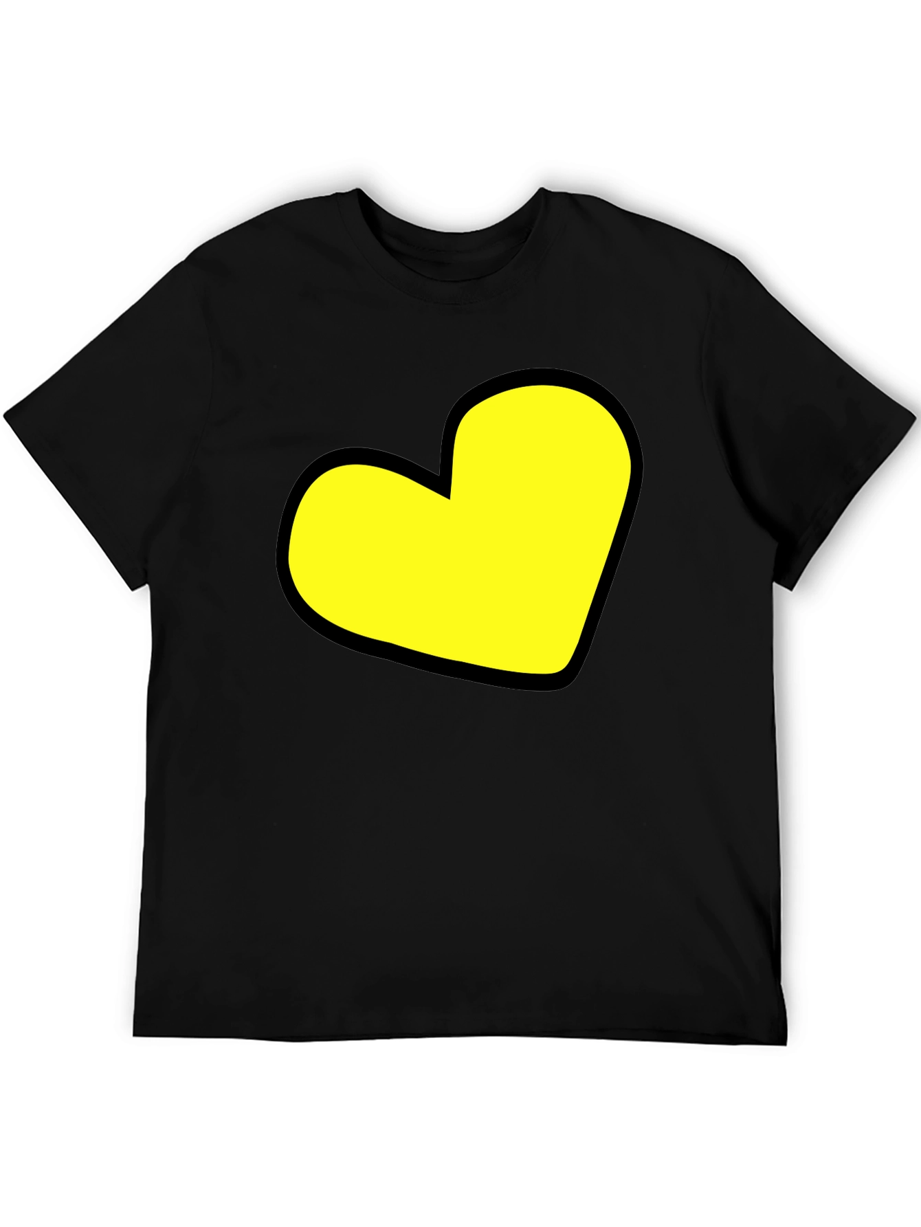 Black T-Shirt with Yellow Heart Graphic