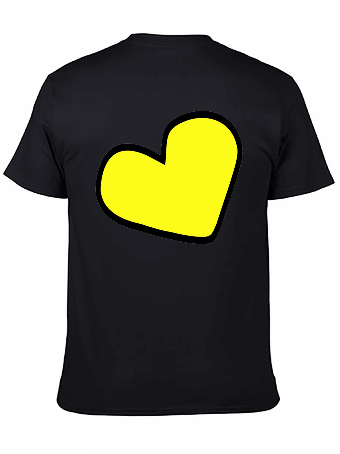 Black T-Shirt with Yellow Heart Graphic
