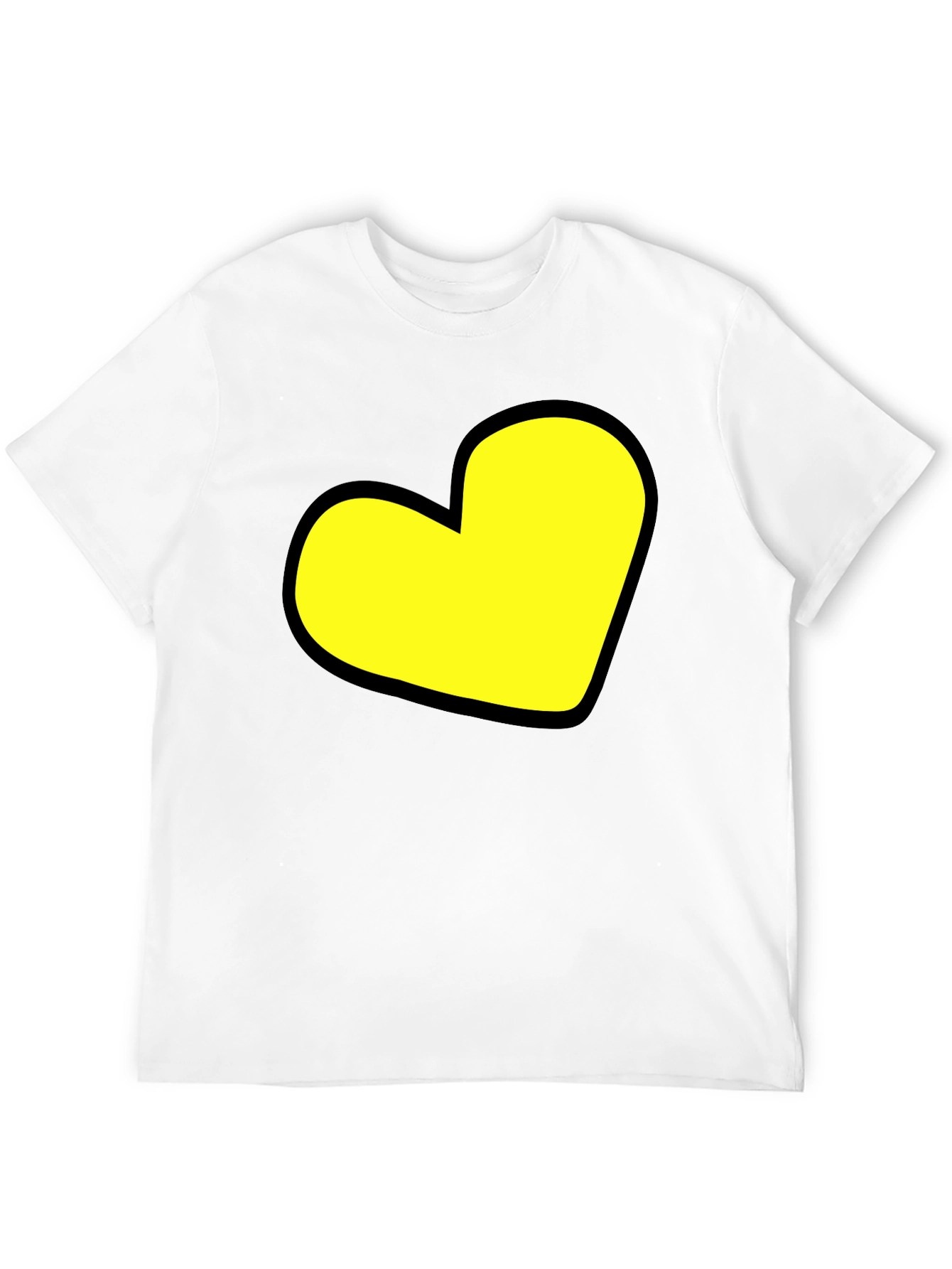 Black T-Shirt with Yellow Heart Graphic