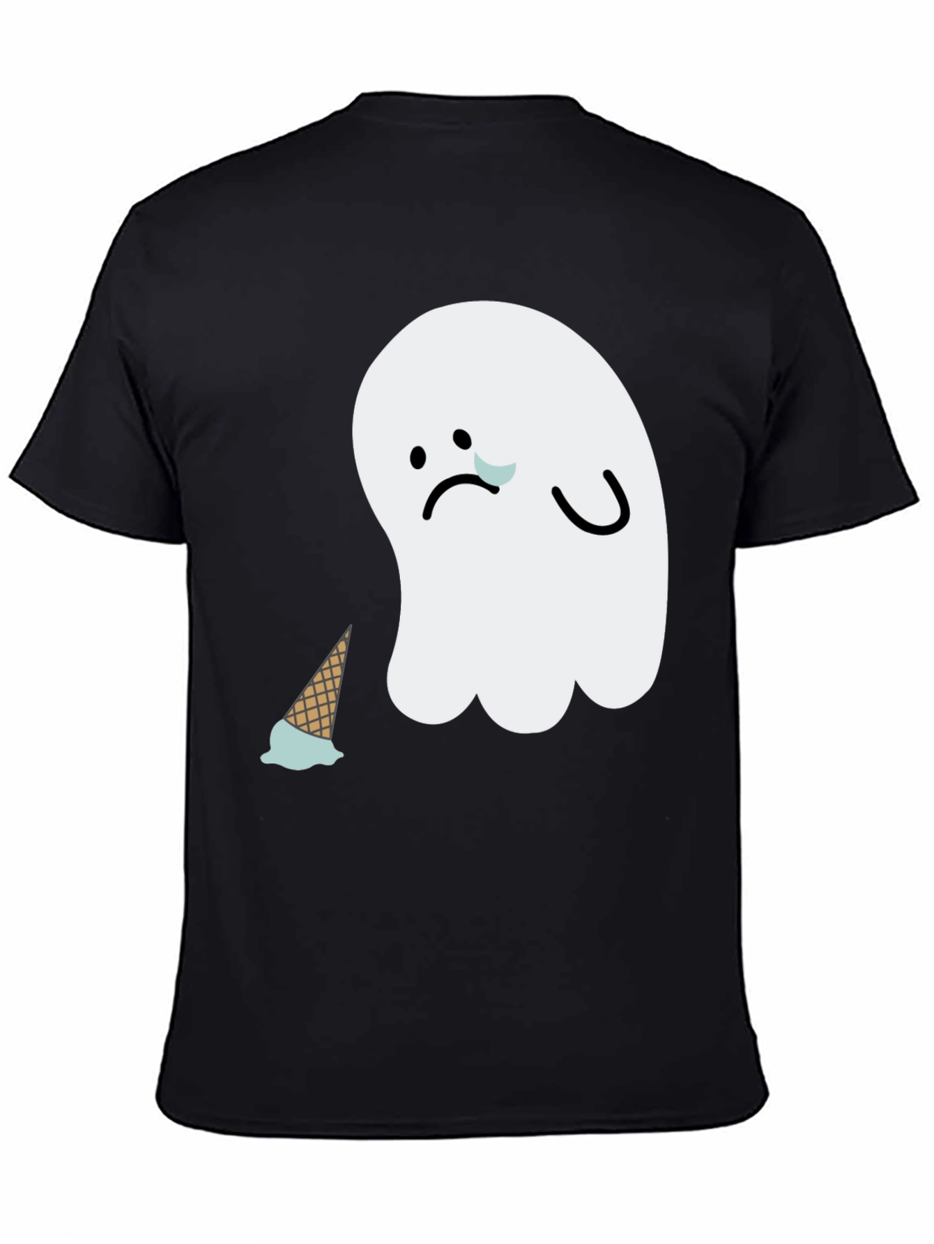 Sad Ghost Ice Cream T-Shirt - Black Graphic Tee
