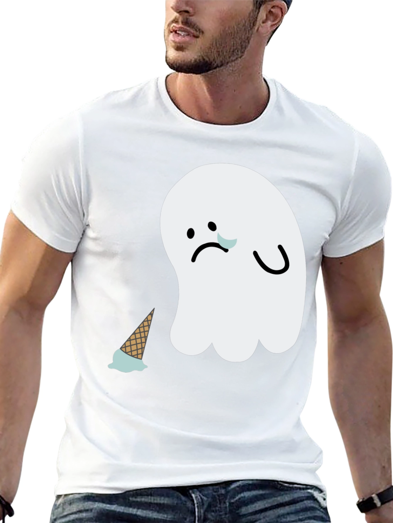 Sad Ghost Ice Cream T-Shirt - Black Graphic Tee