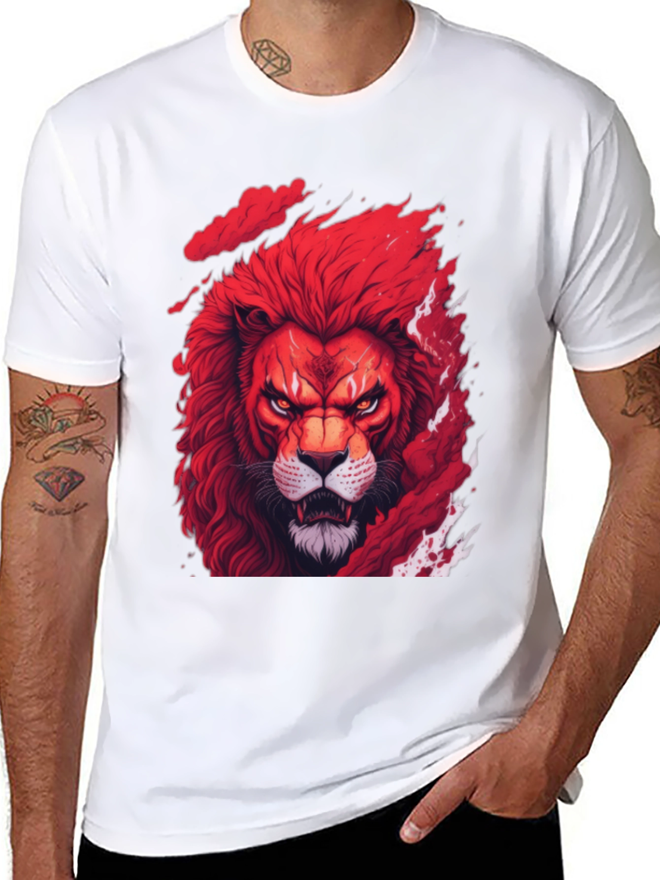 Red Lion Graphic Tee - Fierce Animal Print Shirt