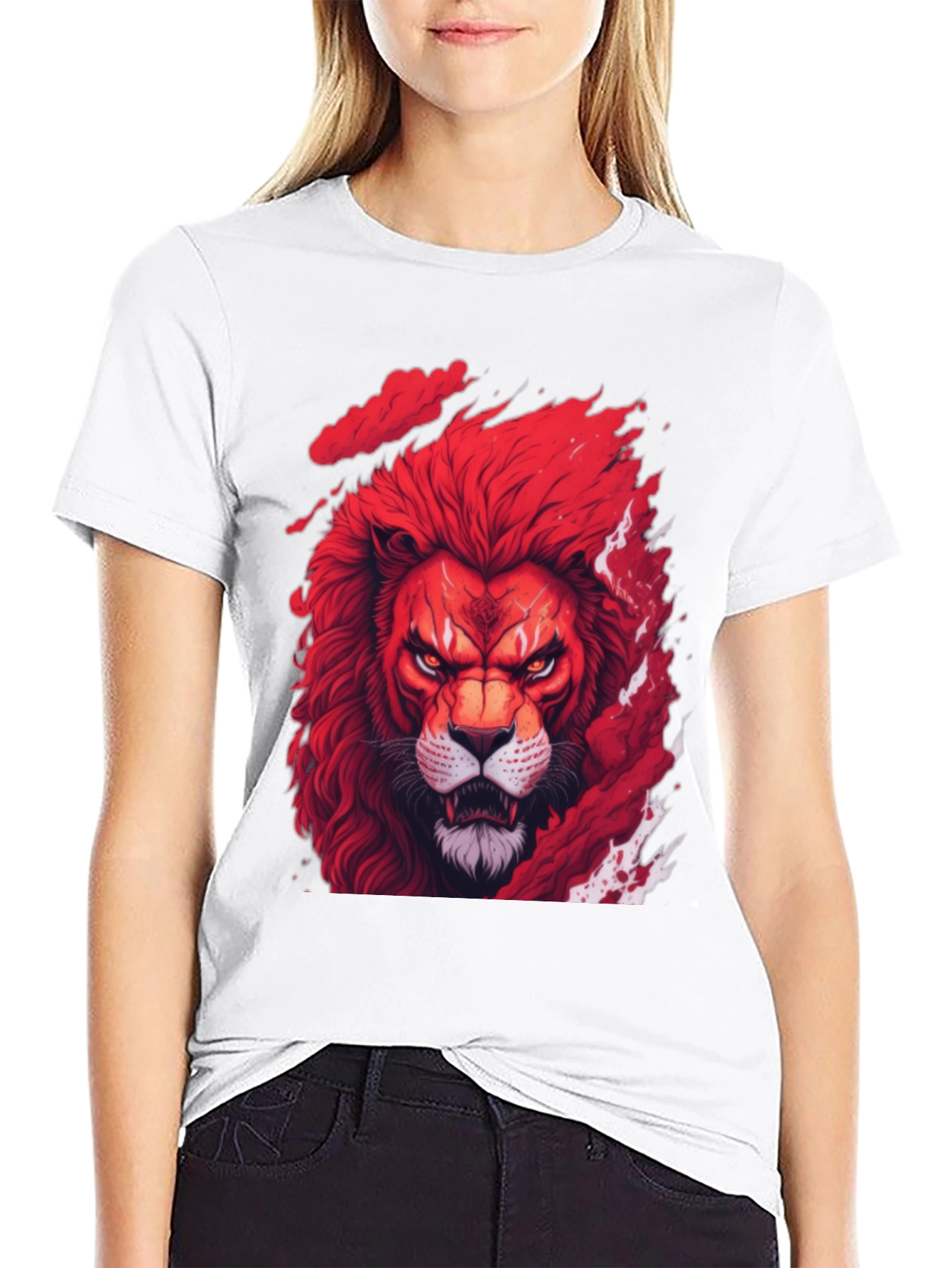Red Lion Graphic Tee - Fierce Animal Print Shirt