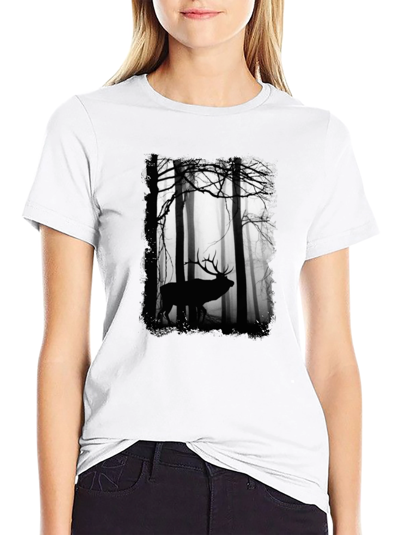 Elk Silhouette Forest Graphic Tee