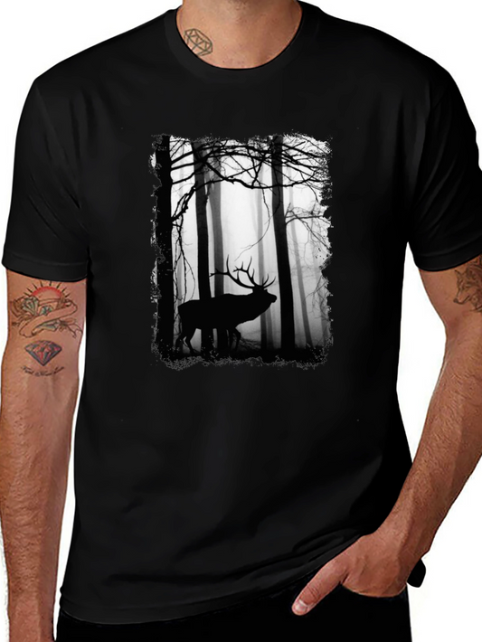 Elk Silhouette Forest Graphic Tee