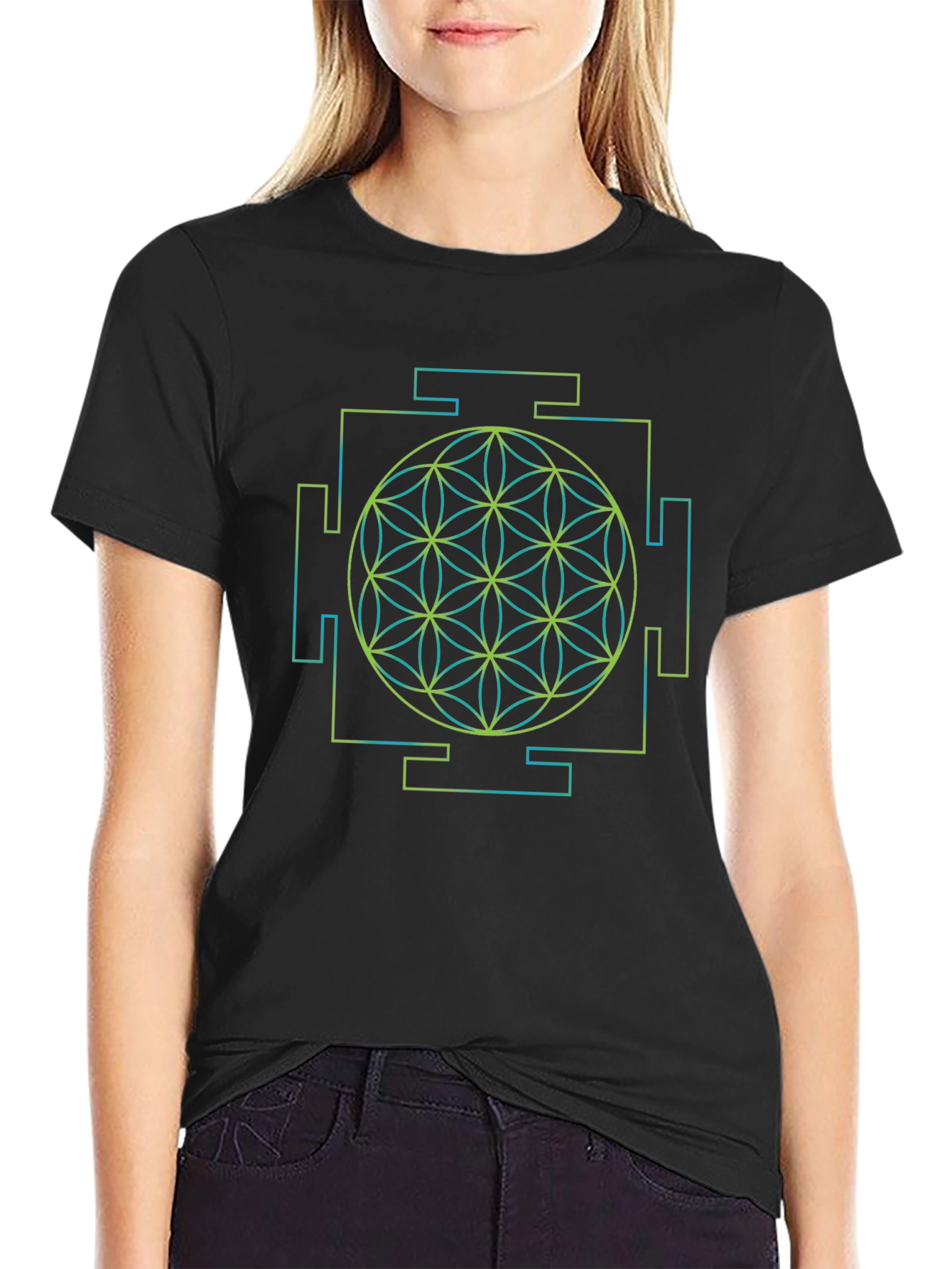 Geometric Flower of Life Yantra T-Shirt