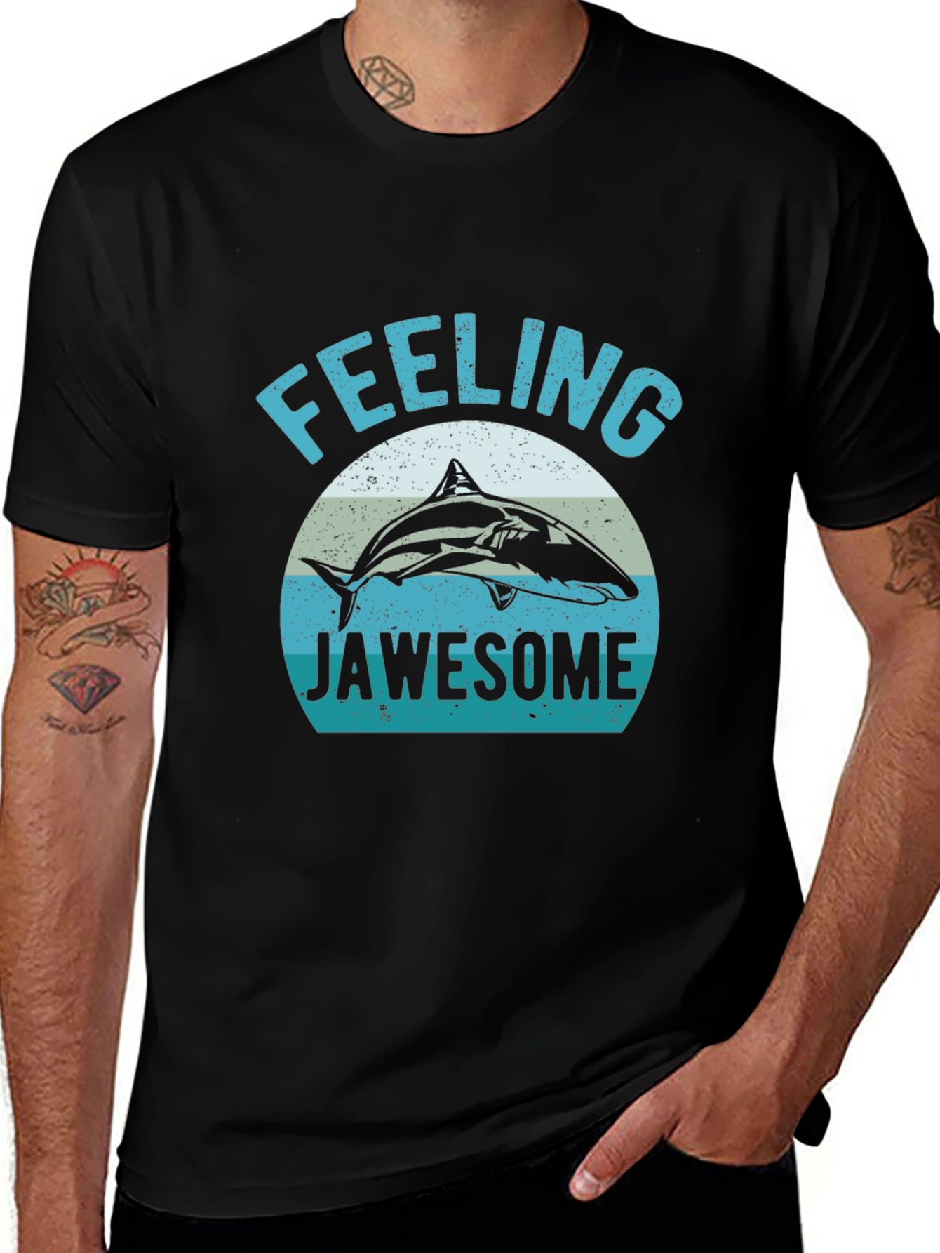 Feeling Jawsome Shark Graphic Tee - Black