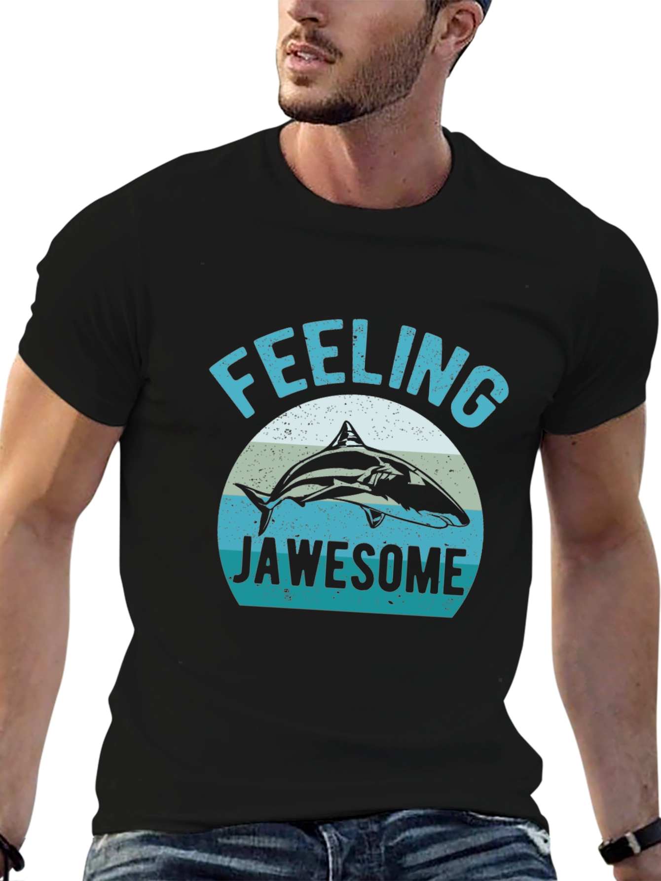 Feeling Jawsome Shark Graphic Tee - Black