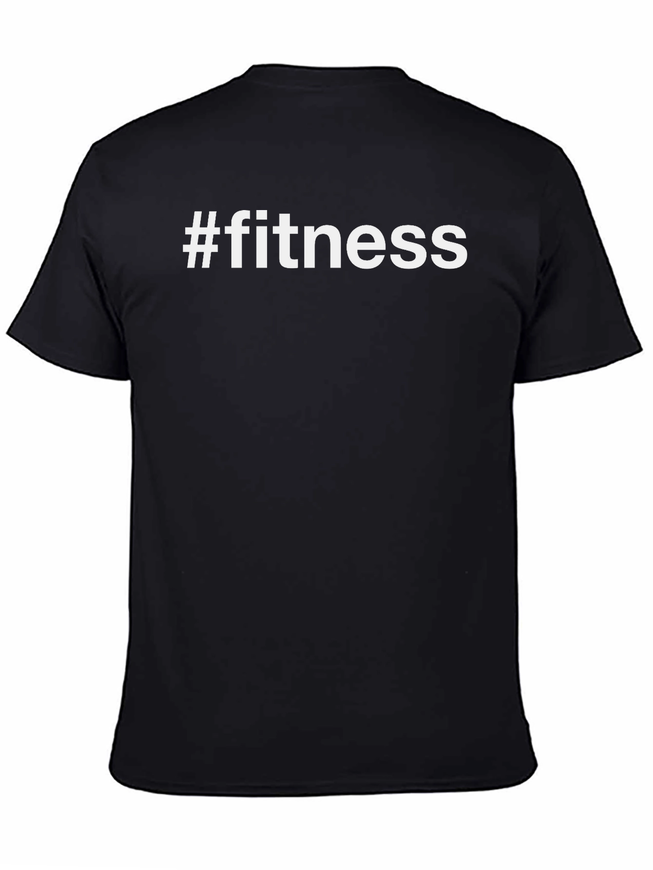 #fitness Graphic Tee - Black Cotton Blend T-Shirt