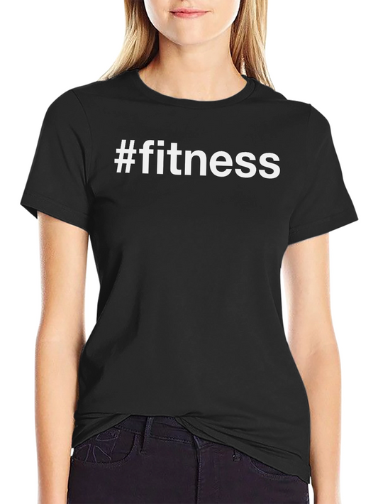 #fitness Graphic Tee - Black Cotton Blend T-Shirt