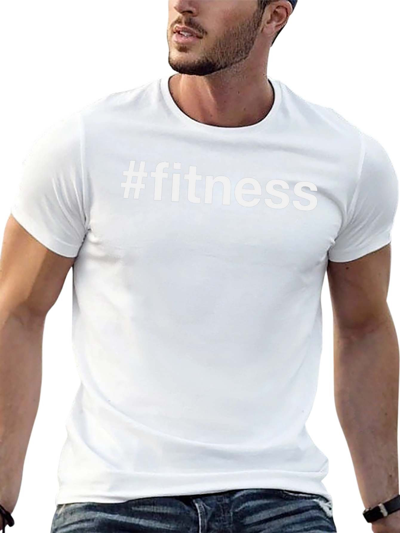 #fitness Graphic Tee - Black Cotton Blend T-Shirt