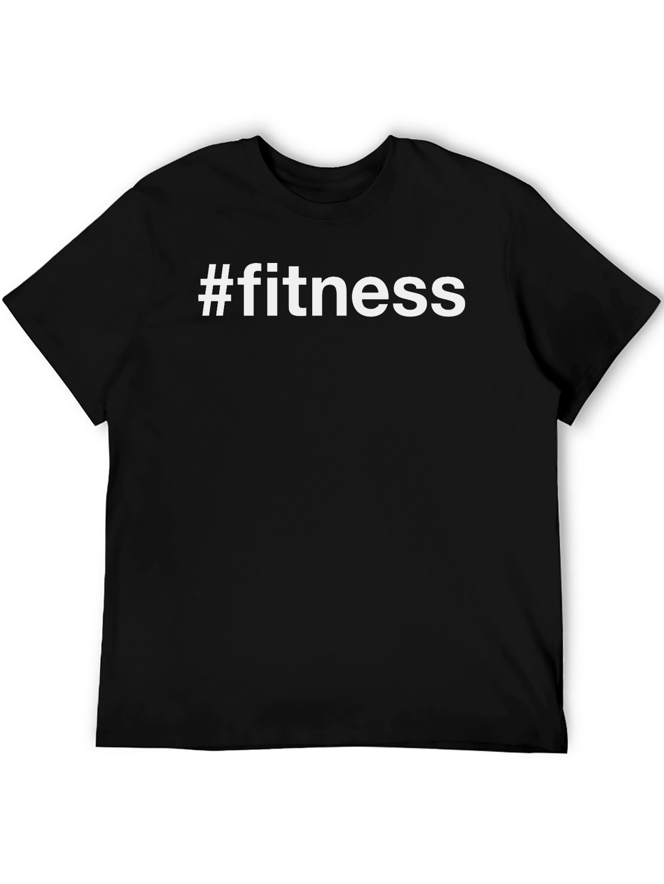 #fitness Graphic Tee - Black Cotton Blend T-Shirt