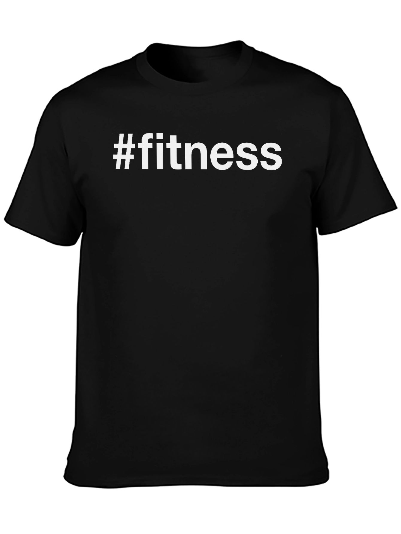#fitness Graphic Tee - Black Cotton Blend T-Shirt