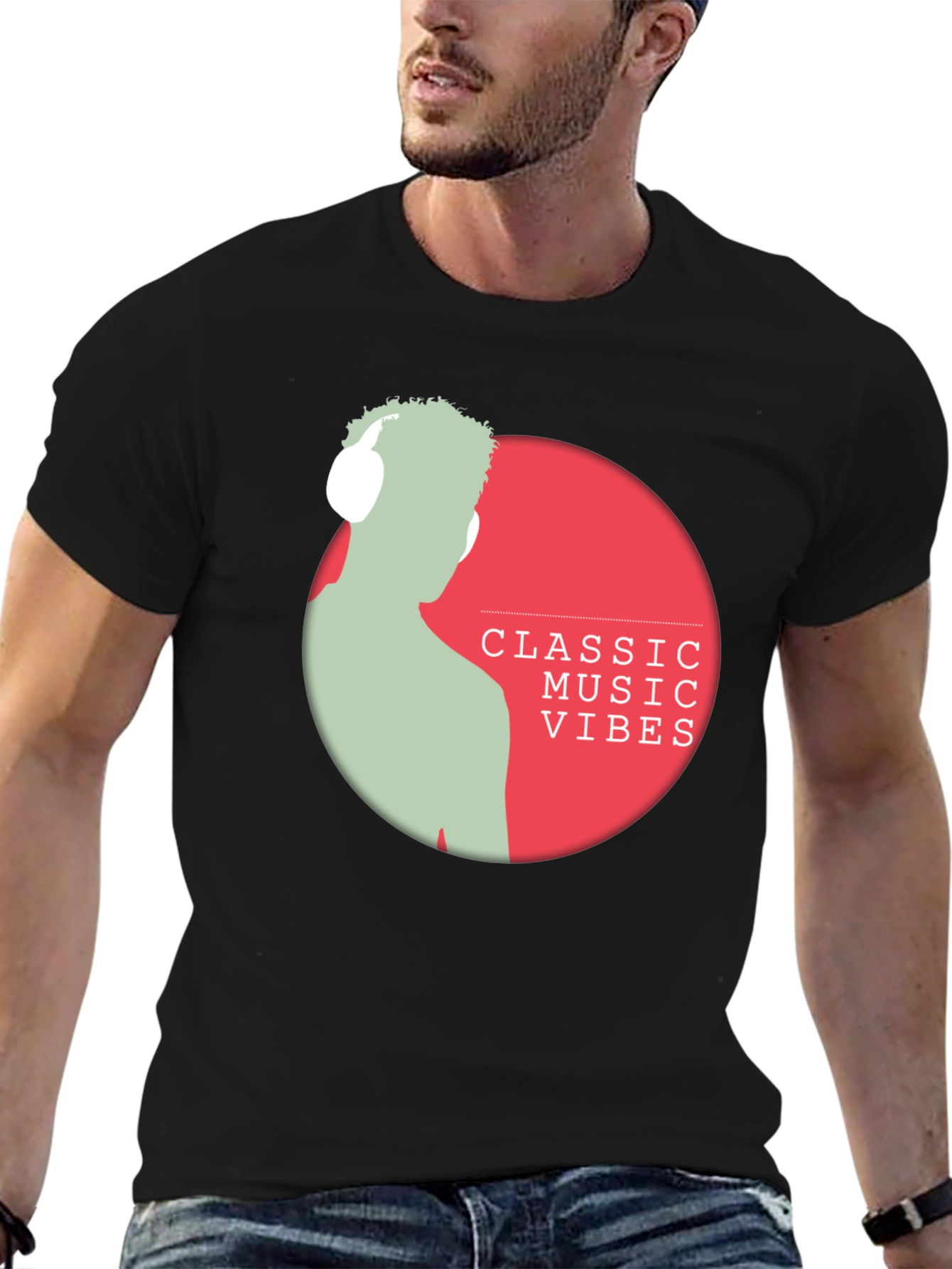 Classic Music Vibes Black Graphic Tee