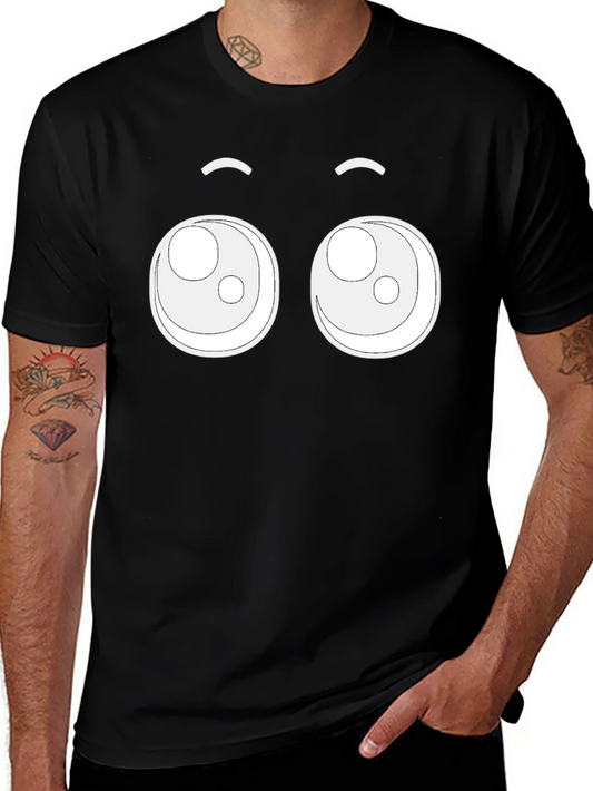 Cute Cartoon Eyes Black T-Shirt
