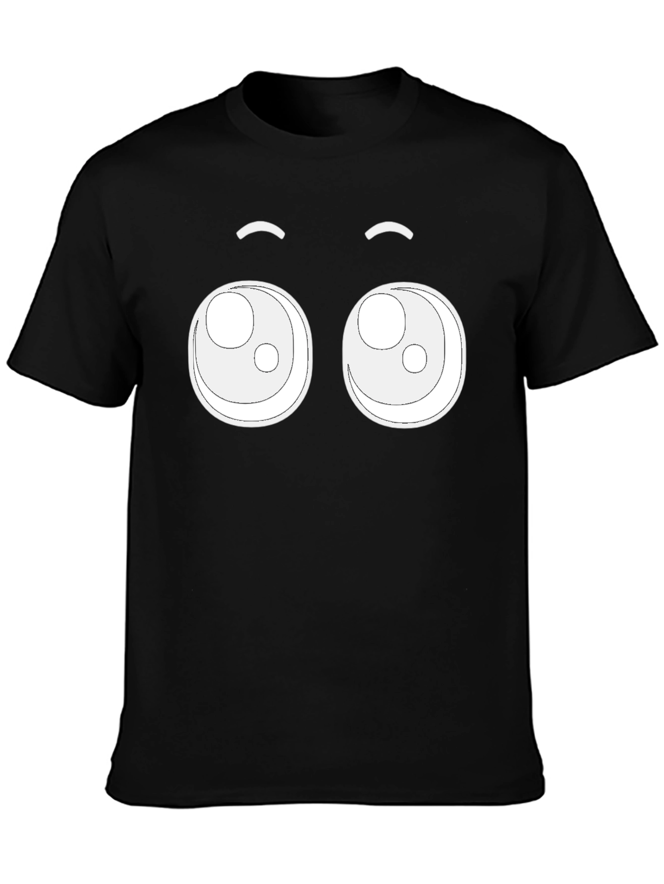 Cute Cartoon Eyes Black T-Shirt