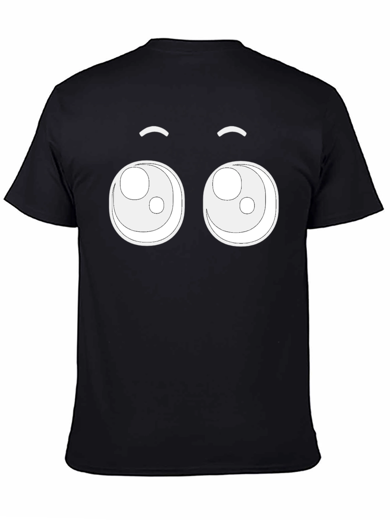 Cute Cartoon Eyes Black T-Shirt
