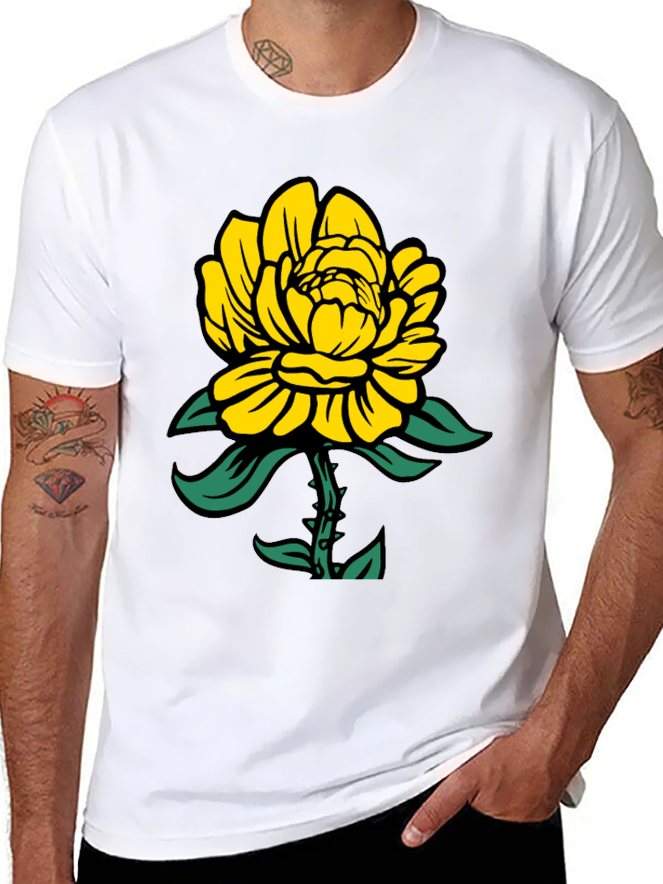 Yellow Floral Graphic T-Shirt - Soft Cotton Tee