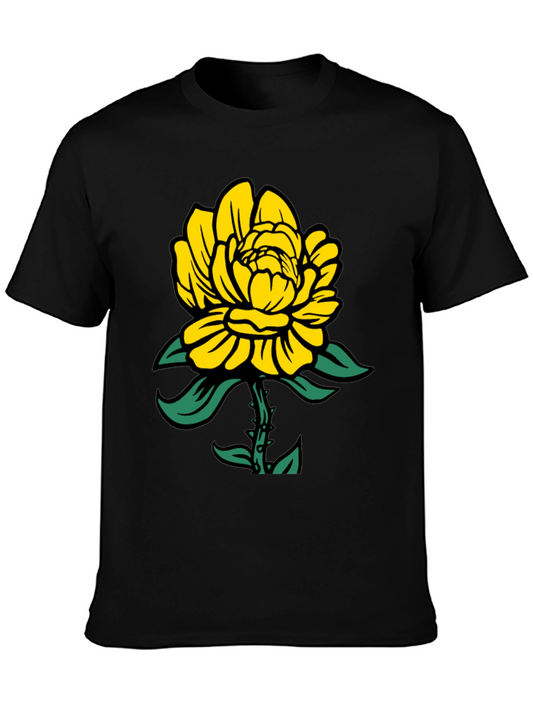 Yellow Floral Graphic T-Shirt - Soft Cotton Tee