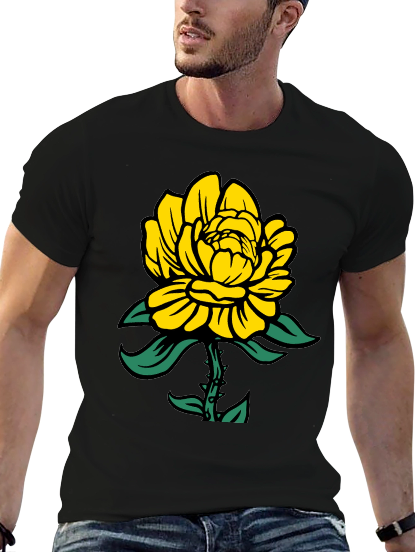 Yellow Floral Graphic T-Shirt - Soft Cotton Tee