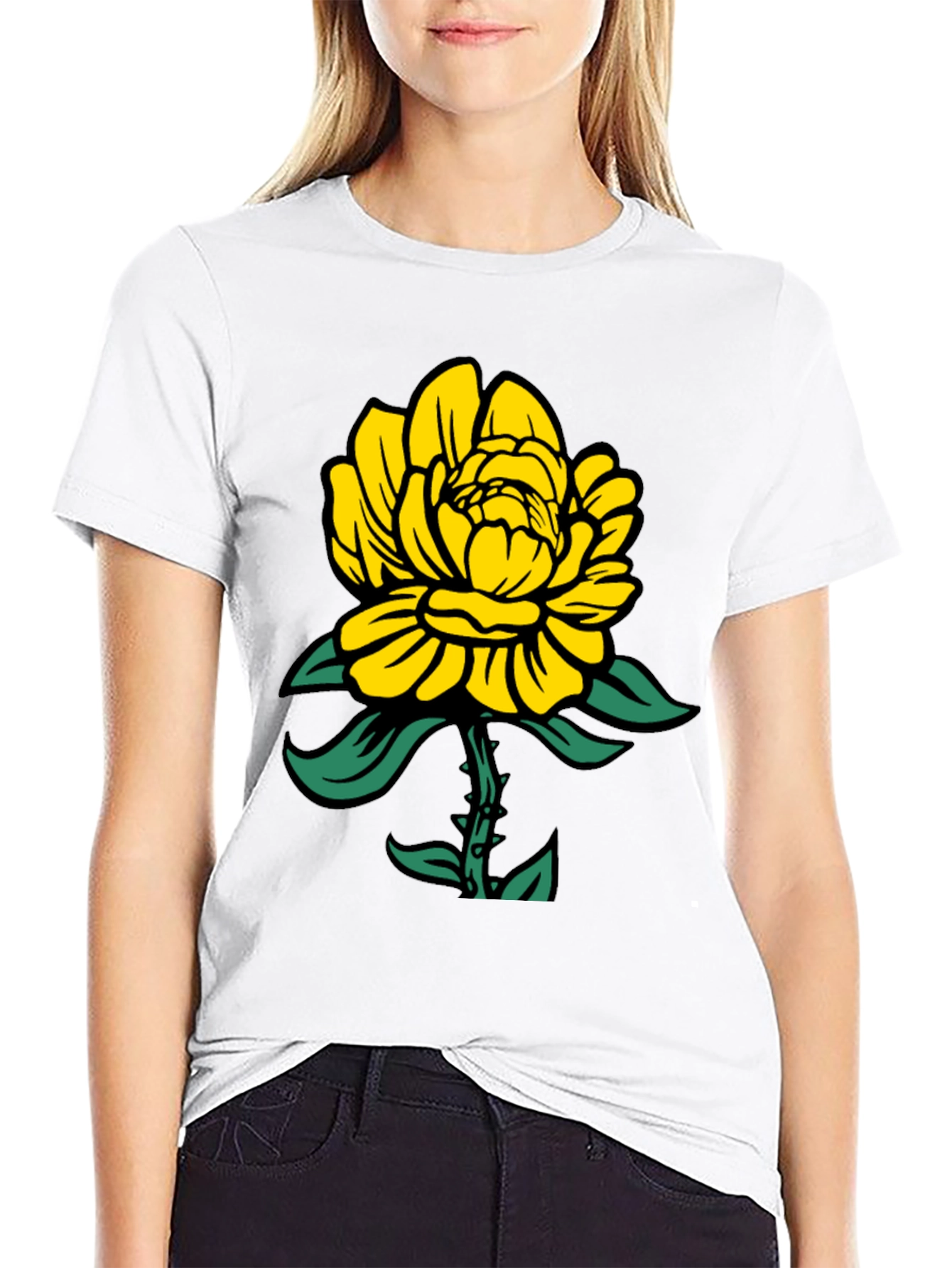 Yellow Floral Graphic T-Shirt - Soft Cotton Tee