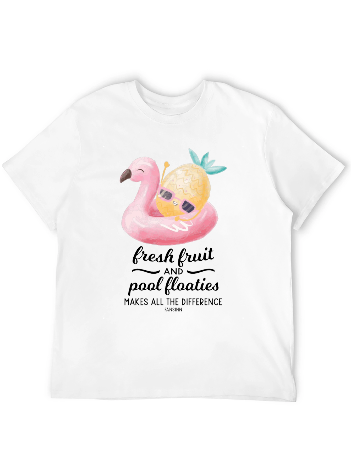 Fun Flamingo & Pineapple Graphic T-Shirt